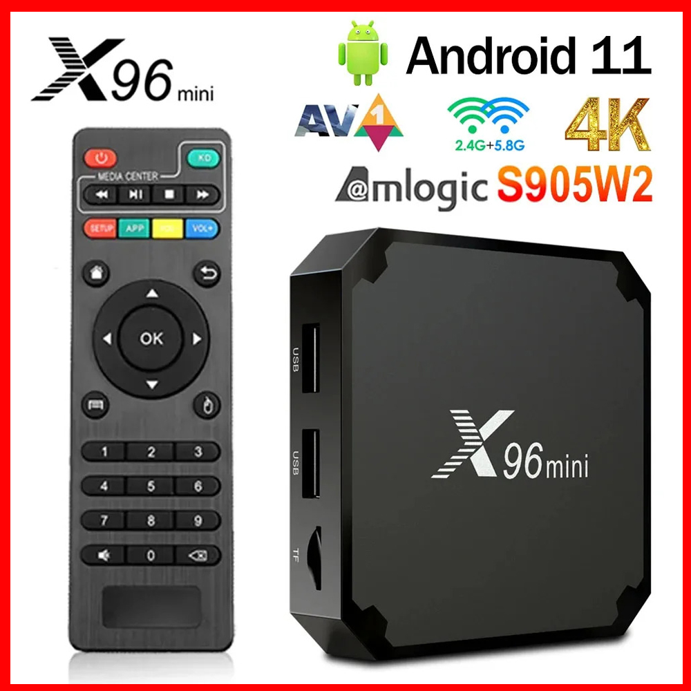 ชุด S905W2 X96ขนาดเล็ก Amlogic กล่องรับสัญญาณ2.4G/5G แอนดรอยด์11.0 WiFi กล่องสมาร์ททีวีรองรับ4K H.265 HEVC HDR10 AV1 + X96mini