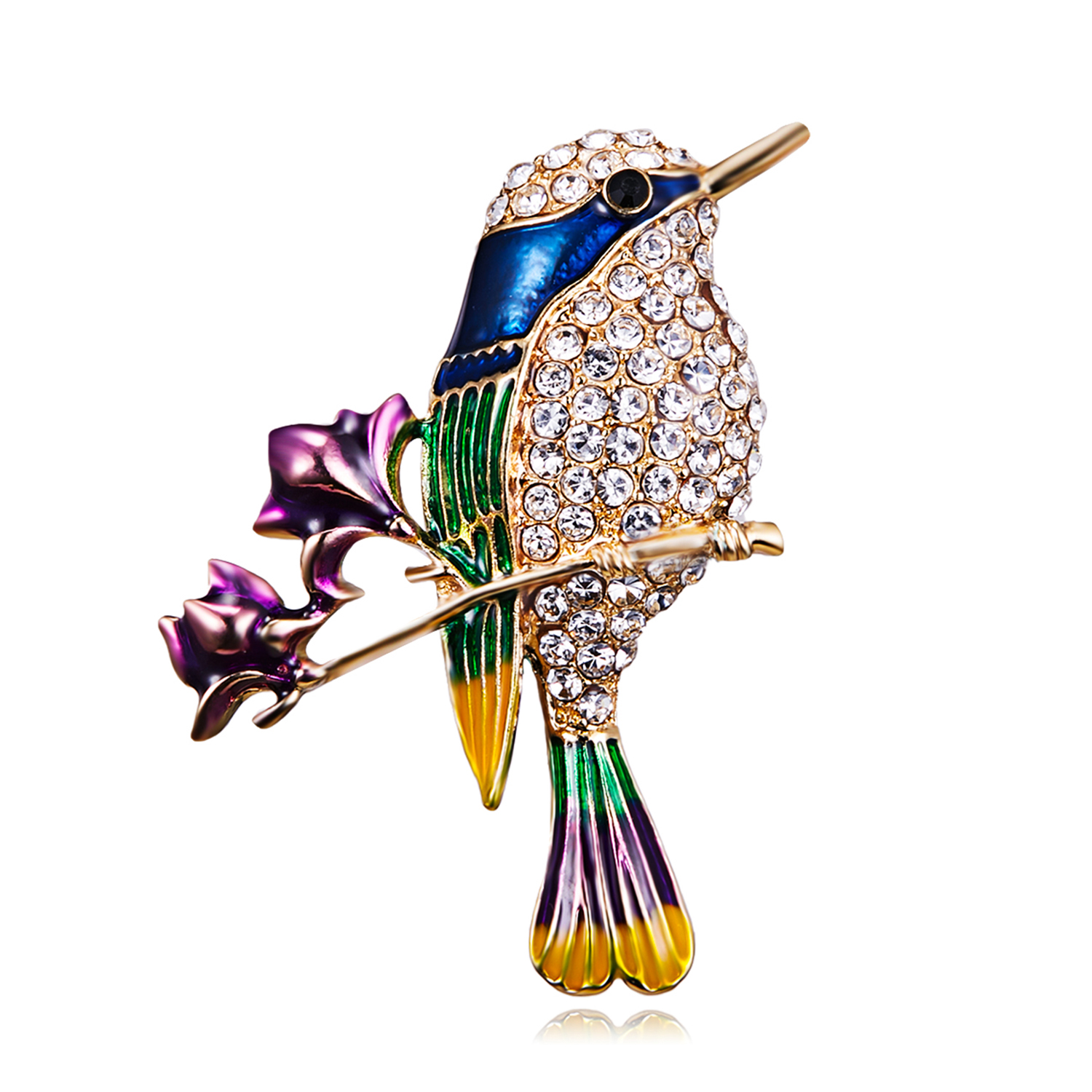 Nouvelle mode strass émail oiseau broche mignon Ainmal colibri broches écharpe robe manteau épinglettes costume Badges bijoux cadeaux