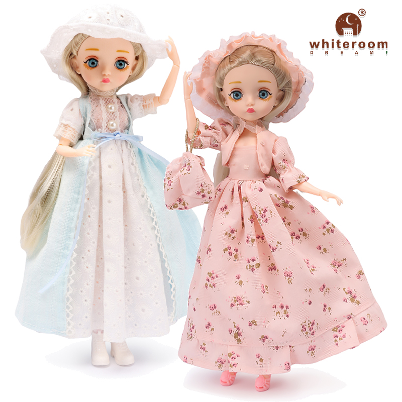 Slim 26cm Bjd Doll For Girl 13 Movable Joints Fashion Princess Clothes Suit Accessories Blue Eyes Decoration Eyelash Solid Doll