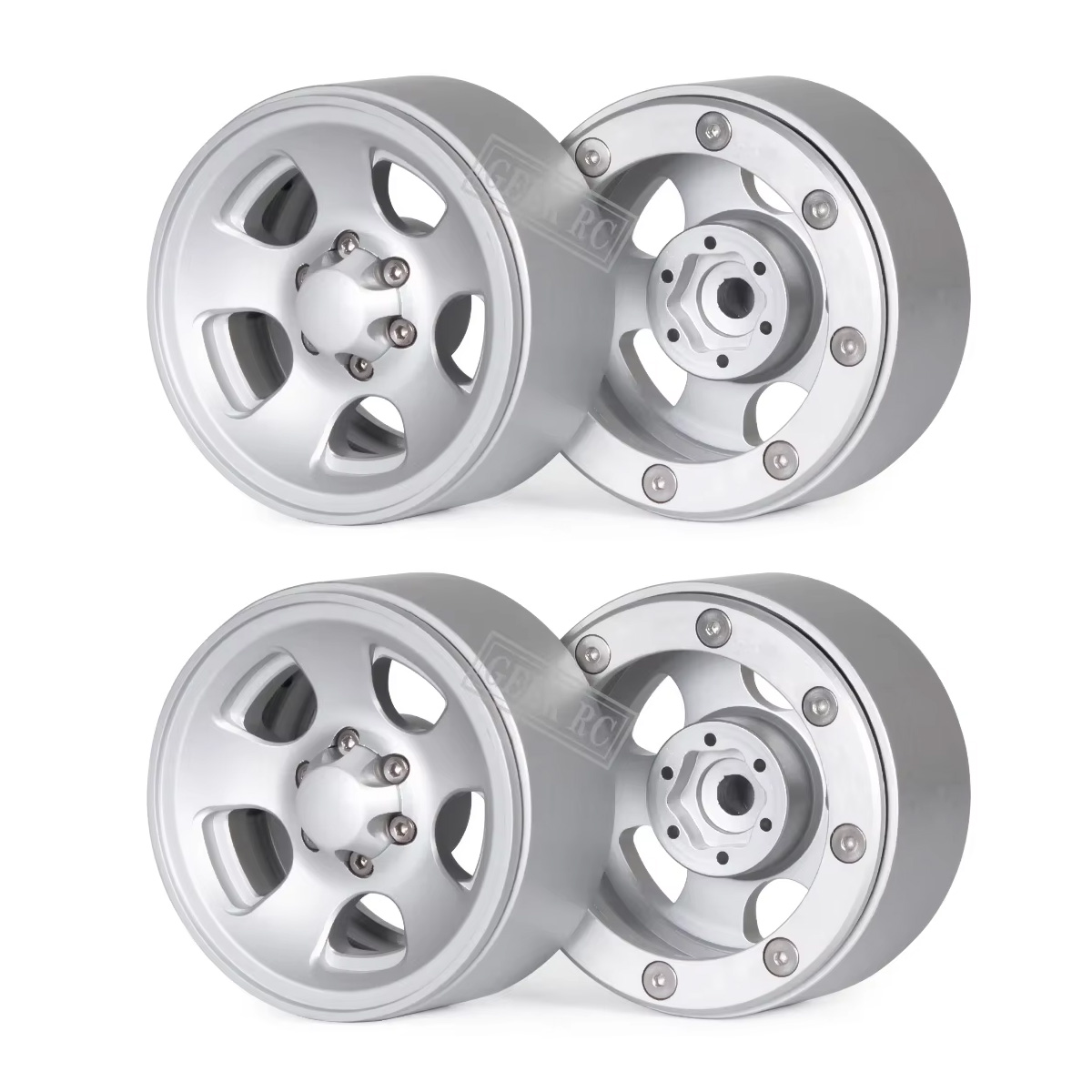 4 STUKS Metalen Retro 5 Spaken 1.9 "Beadlock Wielen Velg 55x26mm voor 1/10 RC Crawler TRX4 SCX10 Capra RR10 Wraith Redcat GRN8