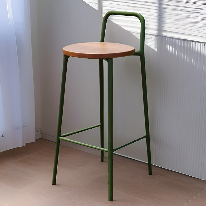 Taburete de Bar nórdico de hierro, silla de Pub minimalista de diseño, respaldo moderno, sillón, reposapiés alto estable