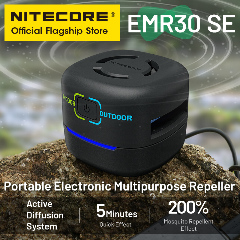 NITECORE EMR30 SE Mini Repelente de Mosquitos Portátil USB-C Recargable 16 pies 360 ° para pescar, acampar, barbacoa, patio trasero, fiesta, dormir