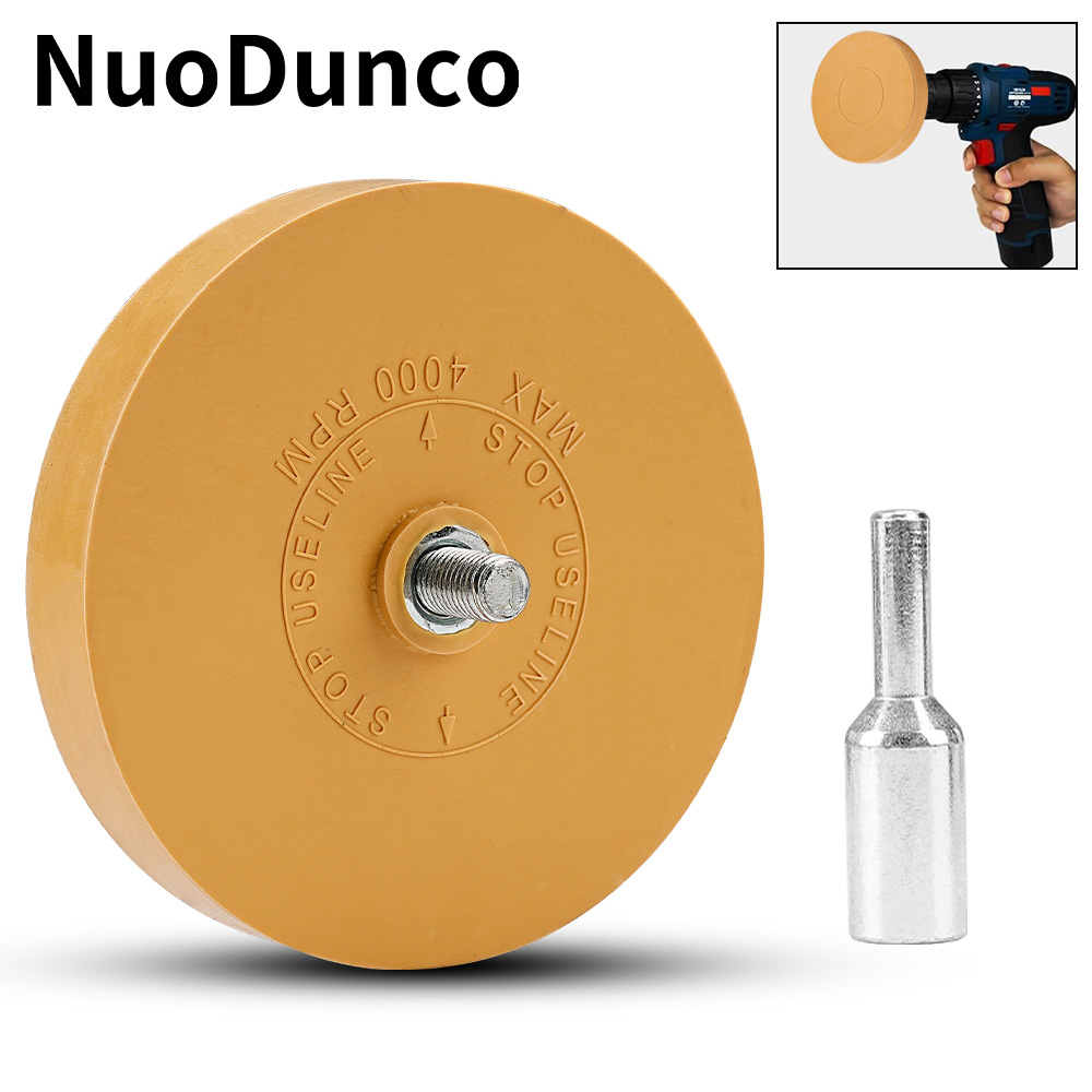 NuoDunco, 90mm, removedor de calcomanías, rueda de goma, calcomanía de coche, cinta de vinilo, rueda removedora adhesiva para taladro, herramienta de limpieza de borrador de goma