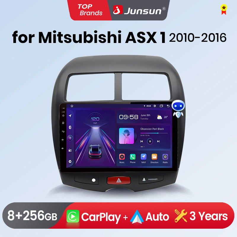 Автомагнитола Junsun с беспроводным CarPlay и Android Auto для Mitsubishi ASX 1 2010-2016, 2 DIN, мультимедийная стереосистема со встроенным вентилятором охлаждения, GPS-навигацией, поддержкой SWC, Bluetooth, FM, RDS, DSP, IPS-экраном, интеллектуальными а