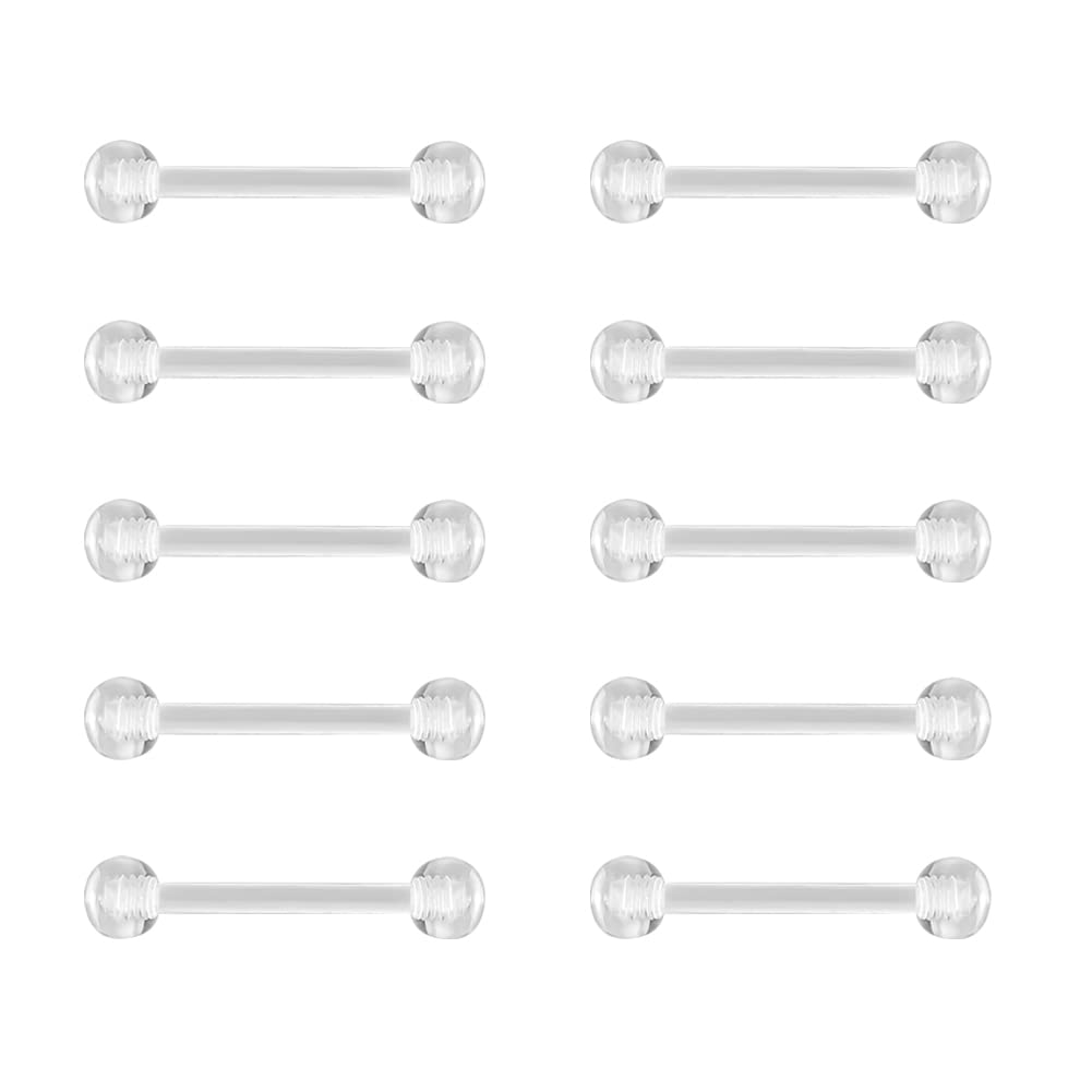 2-10 Stuks 14G 16G Barbell Wenkbrauw Piercing Fixer Sieraden Tong Ring Bioflex Plastic Transparante Lip Buik Kraakbeen 6-38Mm