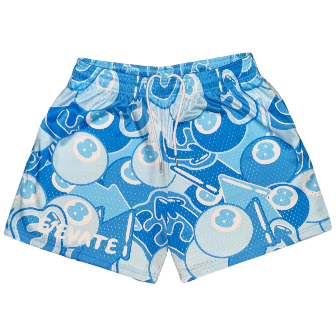 Shorts Masculinos de Malha com Estampa Total 8-Ball, com Bolso, Secagem Rápida, Leves e Macios para Verão, Praia e Esportes