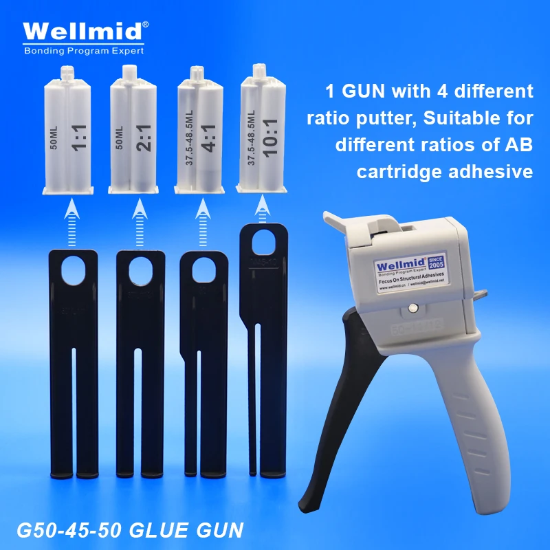 1:1 1:2 50ml and 4:1 10:1 45ML AB Glue Gun Epoxy Glue Square Base Cartridge Manual Mixing Dispensing Dispenser Araldite Glue Gun