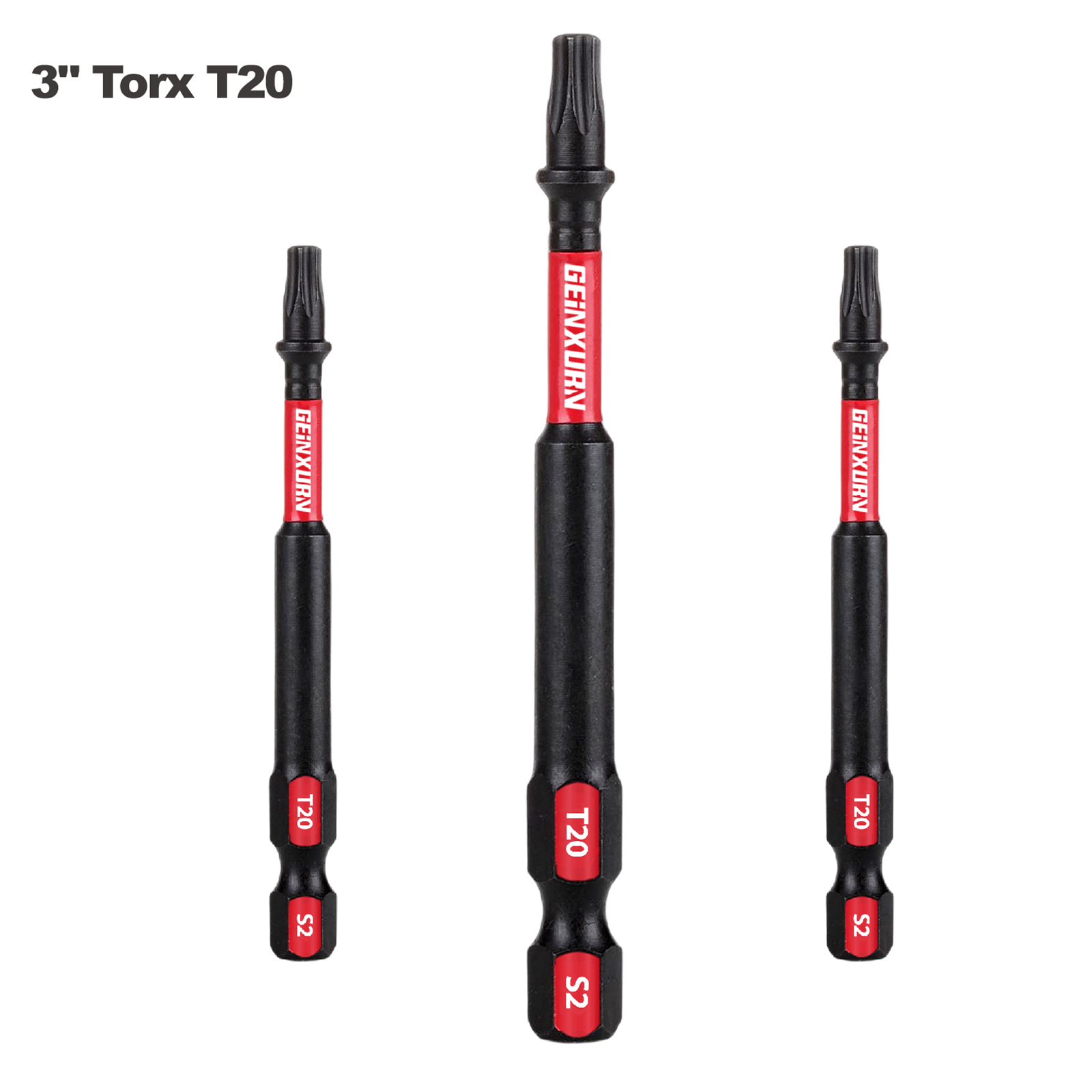 GEINXURN T20 3 Pulgadas. Insertar brocas del conductor, magnético resistente a impactos # 20 puntas eléctricas con cabeza Torx, juego de puntas de destornillador T20 de acero de aleación S2