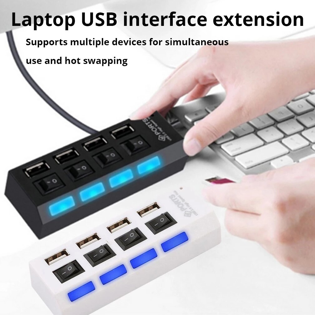 4-Port Usb 2.0 Hub, satu seretan empat Hub Plug And Play Mini soket kecil Hub /Usb 4-Port Splitter