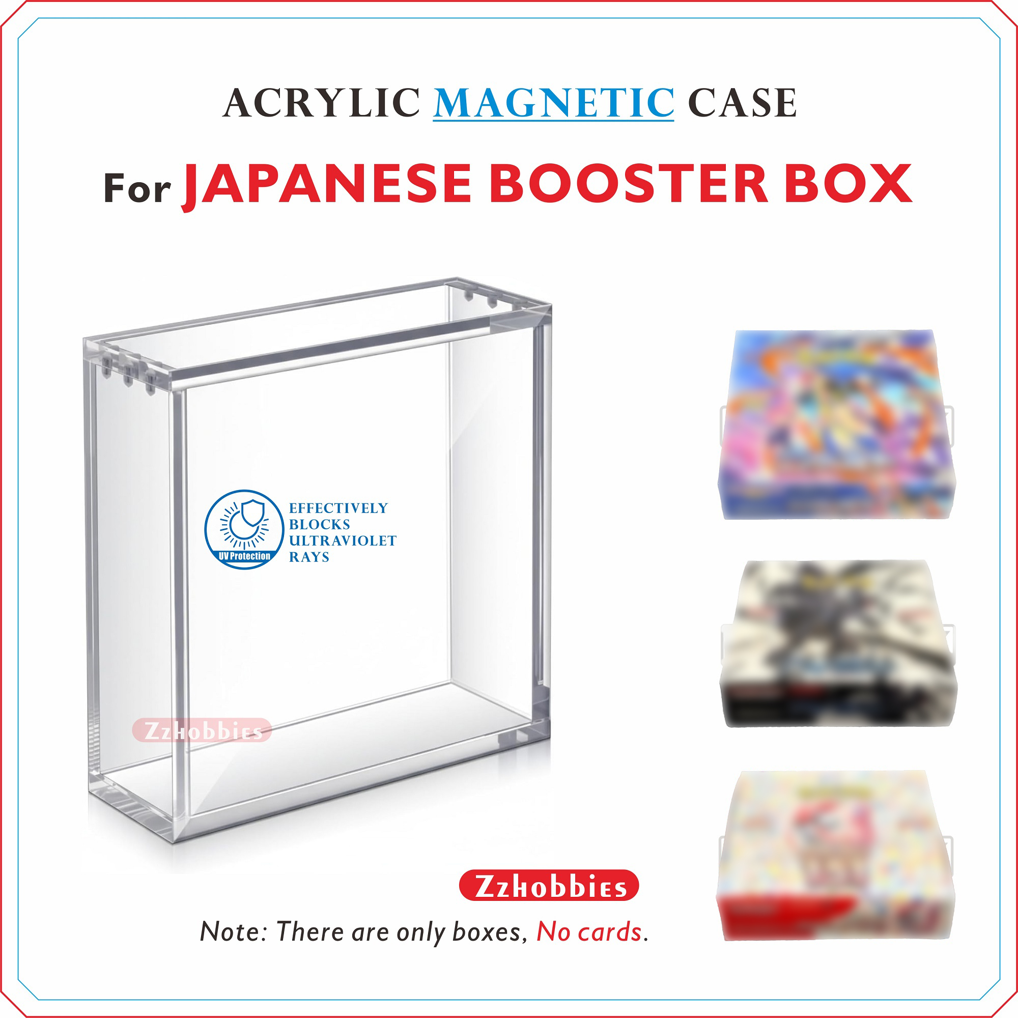 Vitrine magnética acrílica para caixa de reforço japonesa, vitrines transparentes de 5 mm para colecionáveis