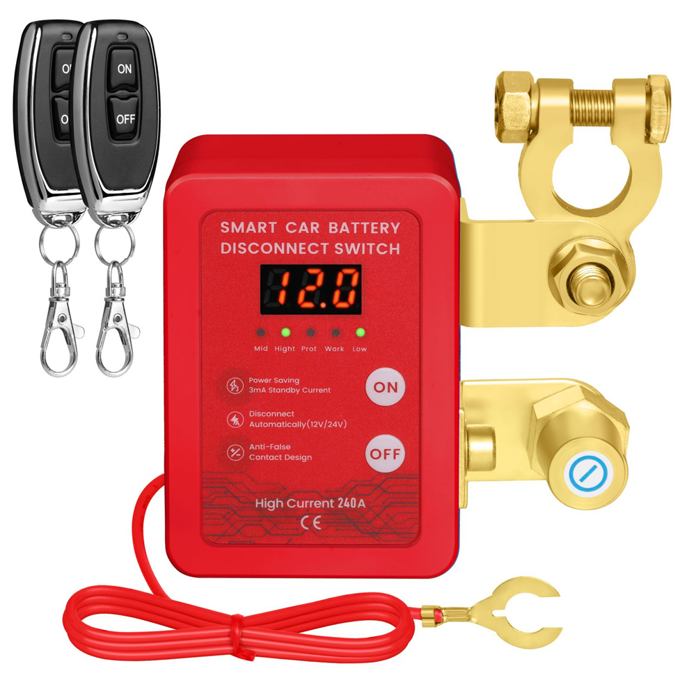 Neuester 240A Kill Switch 12V Fernbedienung Batterietrennschalter mit LED-Spannungsanzeige Automatischer Stromabschalter für Auto