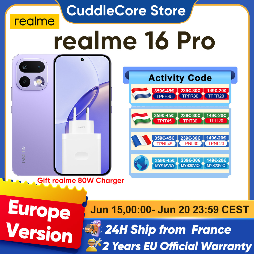 Realme 16 Pro 5G Smartphone Euro-Edition MediaTek Dimensity Max 200MP Kamera 6500mAh Akku 6,5 Zoll AMOLED-Hz-Bildschirm