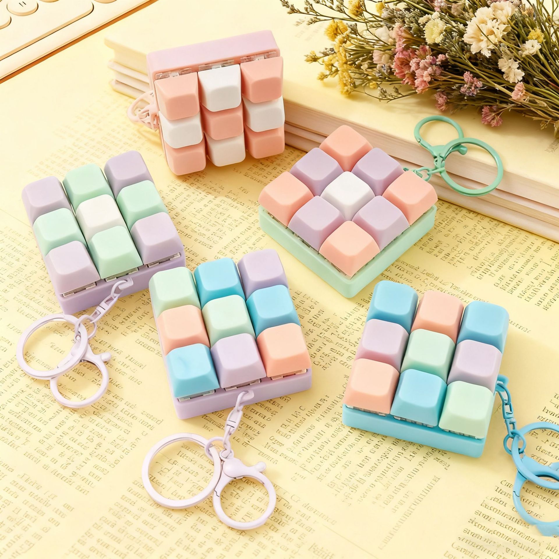 Nine-key Tetris Fingertip Pressing Key Keychain Adult Stress-relieving Finger Keyboard Game Key Chain Stress-relieving Keychain