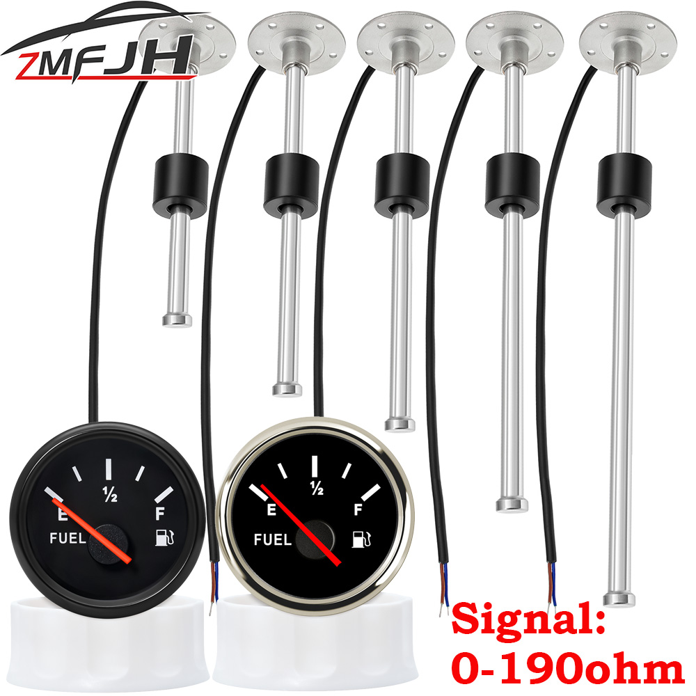 Marine Boat Car Fuel Level Sensor With Indicator Tank Meter 0~190 Ohm 52mm Fuel Gauge For Fuel Sending Unit with 100~600 Mm