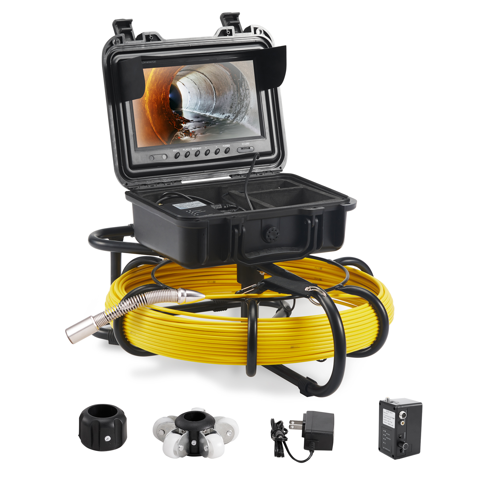 SucceBuy Rioolcamera 9 "Scherm Pijpleidinginspectiecamera met DVR-functie Waterdichte camera 12 verstelbare LED's en 16 GB SD-kaart