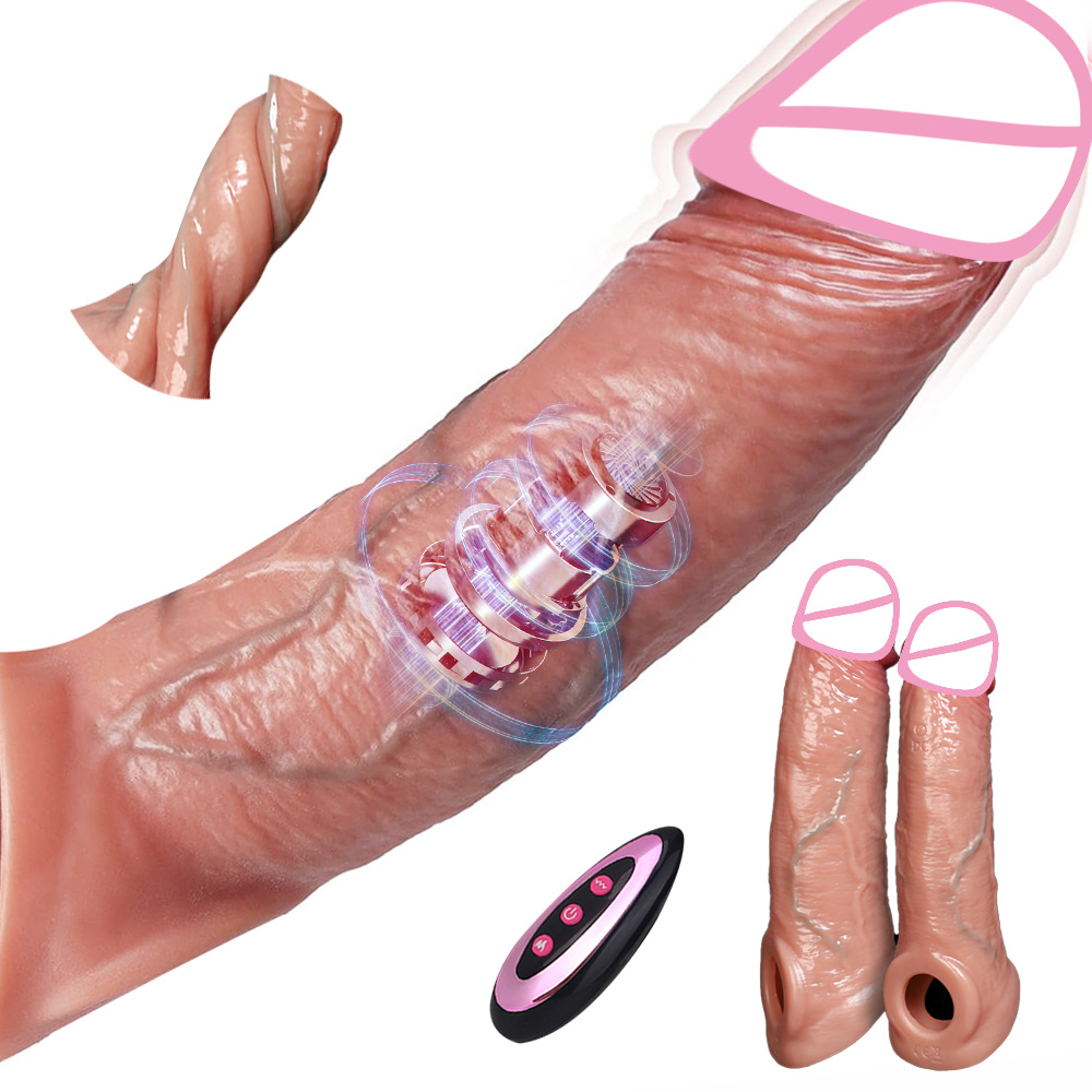 Perlengkapan Dewasa Vibrator Realistis Remote Control Dildo Silikon Selongsong Penis Dapat Digunakan Kembali Lembut & Elastis Pengunci Sperma Stimulator Pijat Penis Vagina Anal Mainan Seks Pria Alat Pembesar Penis Cincin Penis Elastis untuk Memperbesar Se