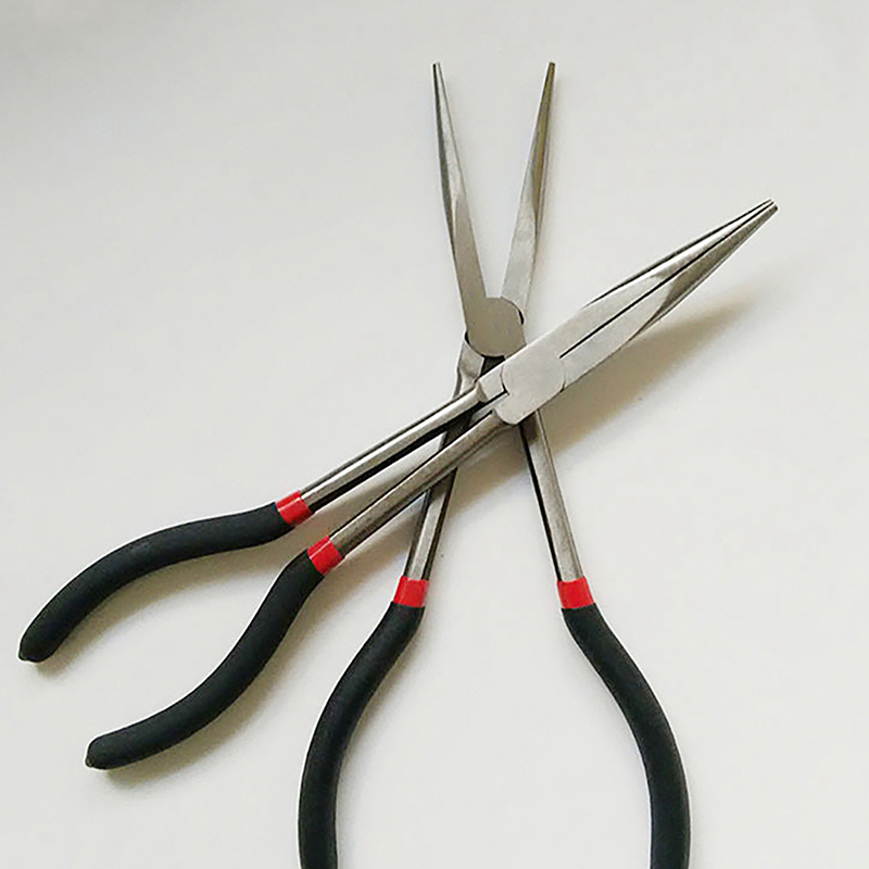 1 Stuks Naald-Neus Vissen Tang Curve/Rechte Kop Antislip Lange Handgreep Koolstofstaal Snip-Neus Grijper Tang Handgereedschap Pincet
