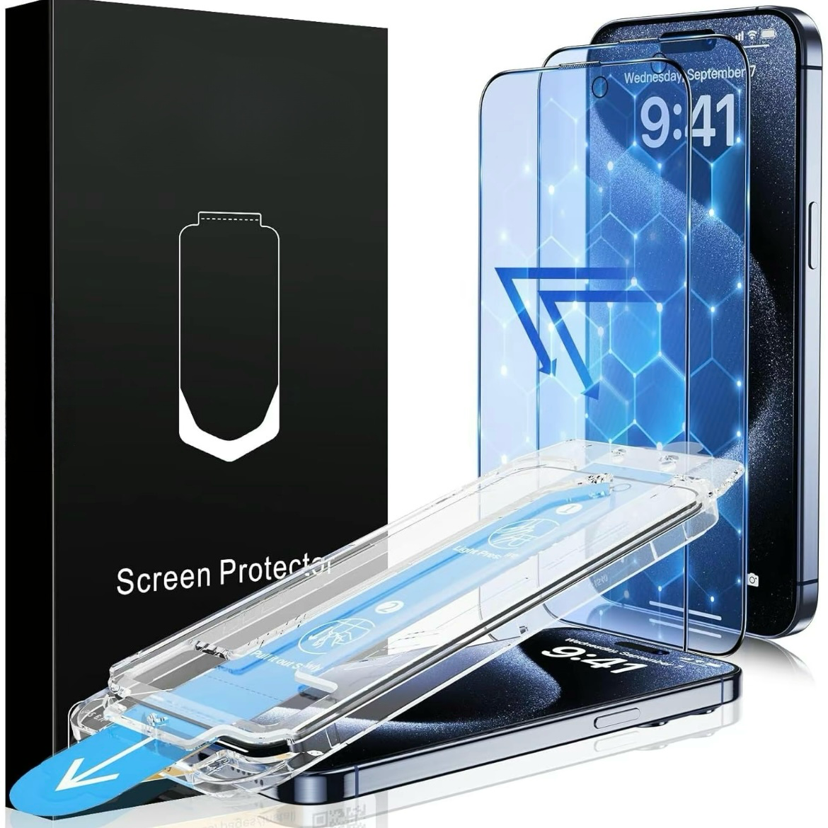 2 pezzi per iPhone 17/16e/16 Pro Max/15/14/13/12/11/XS/XR protezione schermo in vetro temperato anti-luce blu anti luce viola