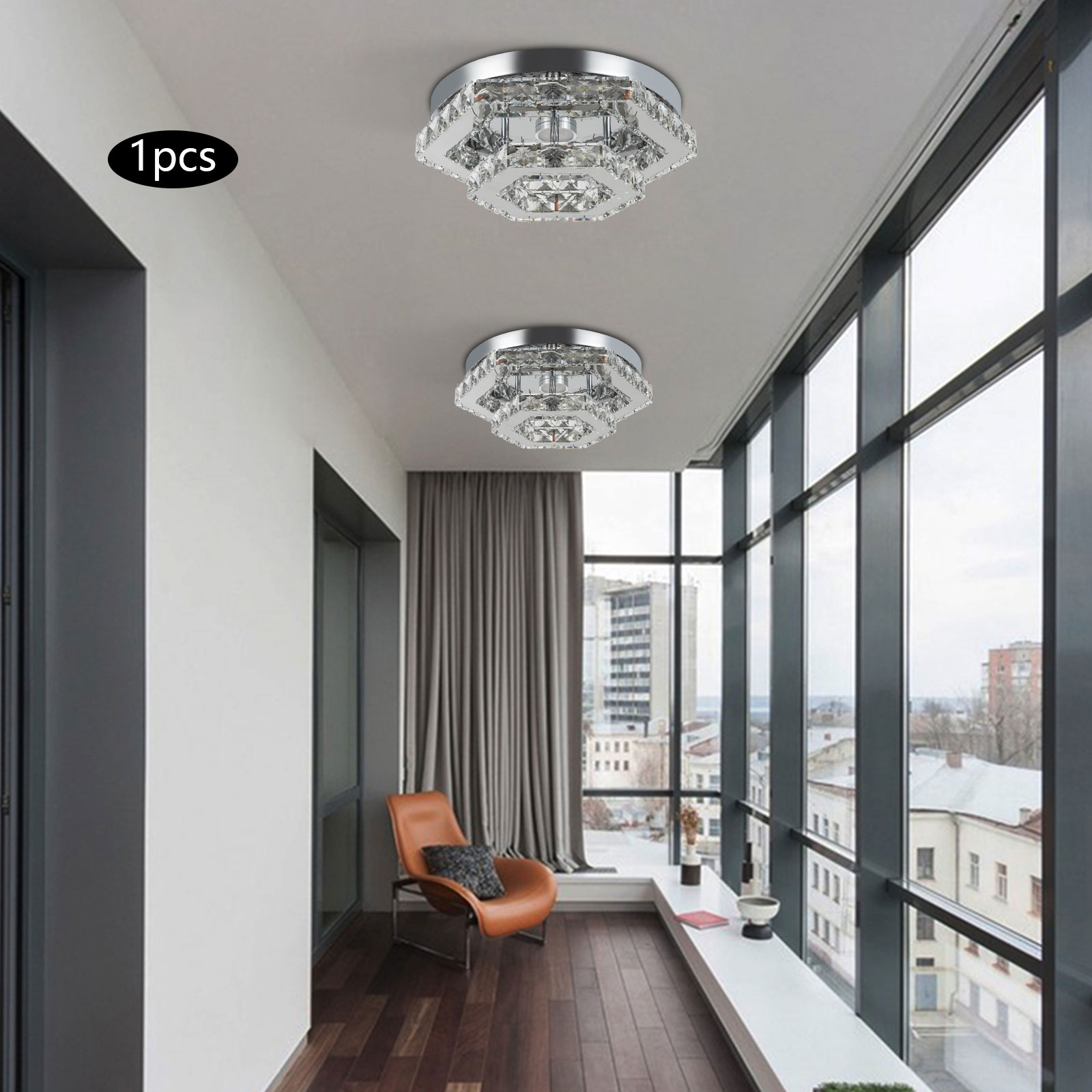 โคมไฟระย้าคริสตัลโมเดิร์นโคมไฟเพดาน LED หรี่แสงได้โคมไฟจี้ Flush FITTING โคมไฟเพดานสําหรับห้องนั่งเล่นห้องนอนห้องครัว