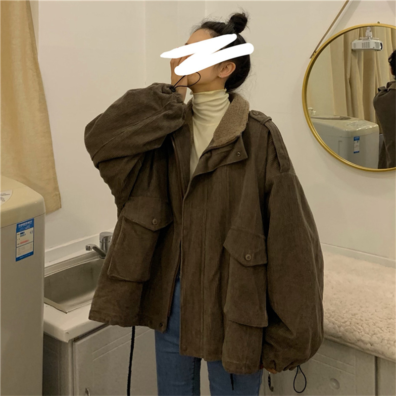 Chaqueta de algodón de pana, Chaqueta de algodón para mujer, tendencia Lnstagram, calidez gruesa de invierno, moda coreana, chaqueta holgada versátil P318