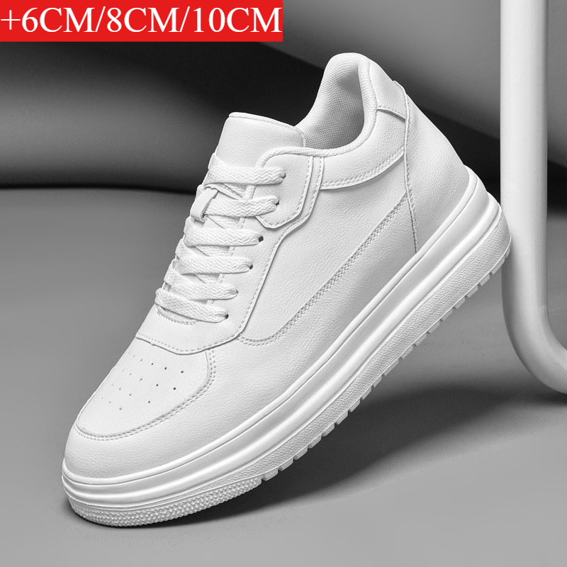 Neue unsichtbare, höhenvergrößernde Schuhe für Herren, 6CM-8CM-10CM Sportschuhe, weiße Leder-Sportschuhe für Herren, vergrößerte Größen 36-46