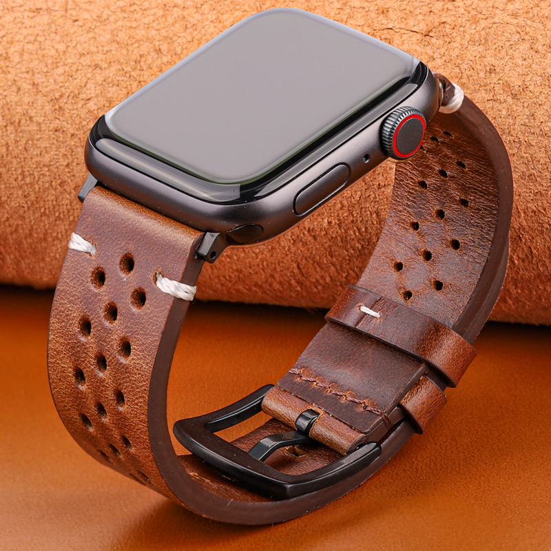 Prawdziwy skórzany pasek do Apple Watch Band Serie 7 6 5 4 Se Bransoleta 44mm 45mm 40mm 41mm 42mm 49mm Kobiety Mężczyźni Iwatch Watchband