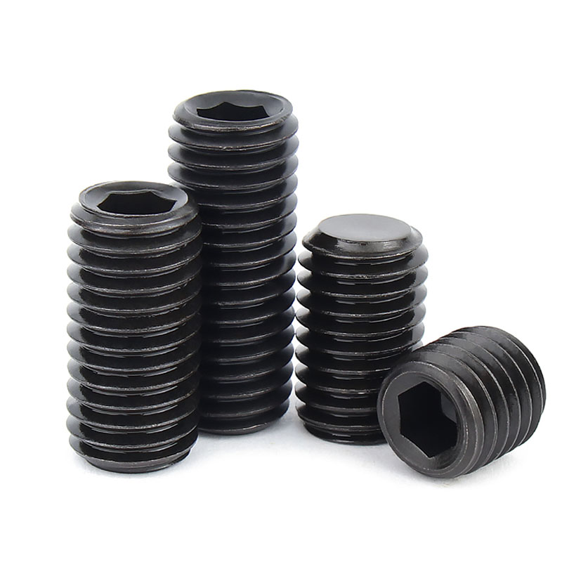 1/50 Uds M1.6 M2 M2.5 M3 M4 M5 M6 M8 M10 M12M14 M16 negro 12,9 cabeza Allen de acero hexagonal punta plana juego tornillo Grub perno