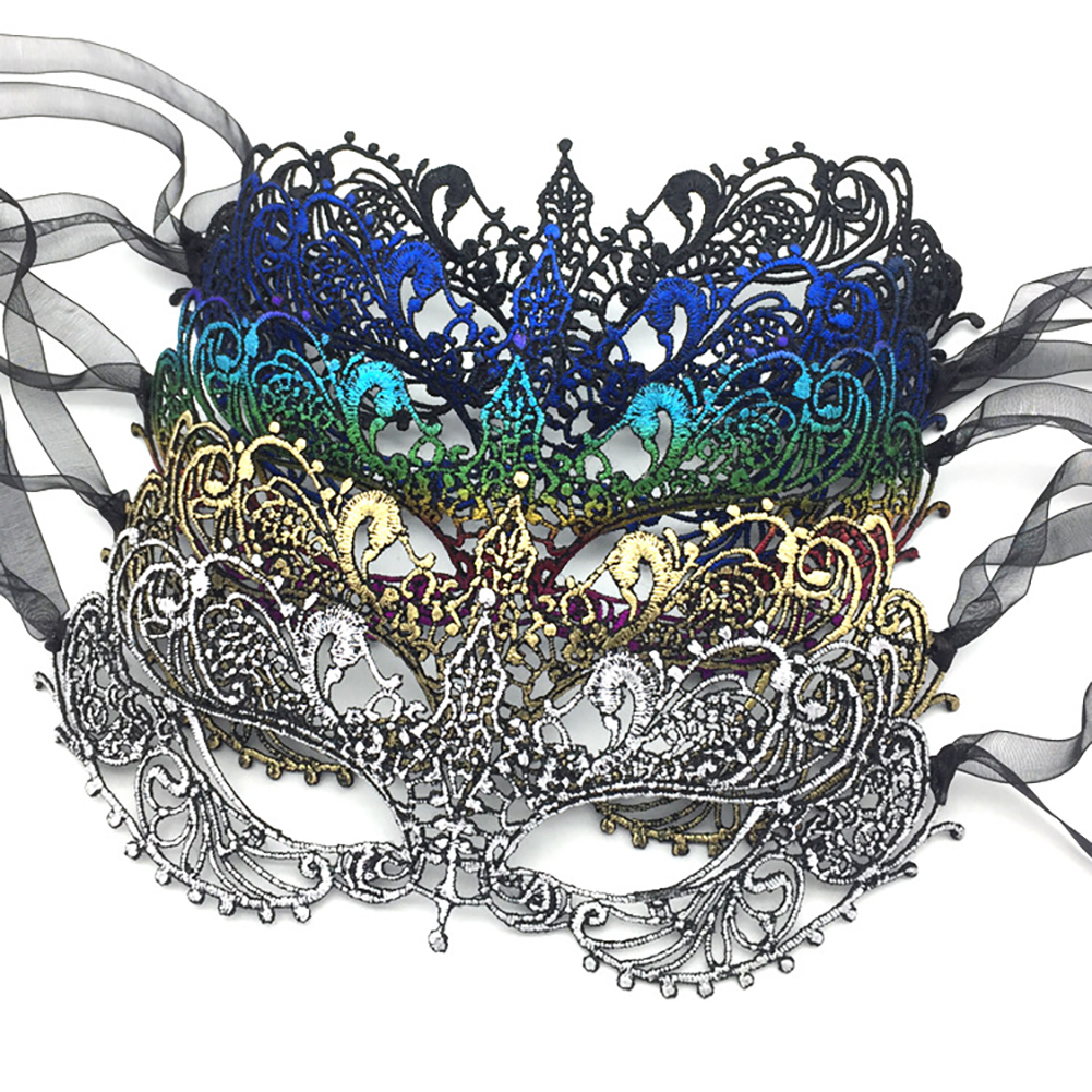 Women Sexy Hollow Lace Mask Masquerade Bronzing Face Mask Princess Party Cosplay Prom Props Costume Nightclub Queen Eye Mask