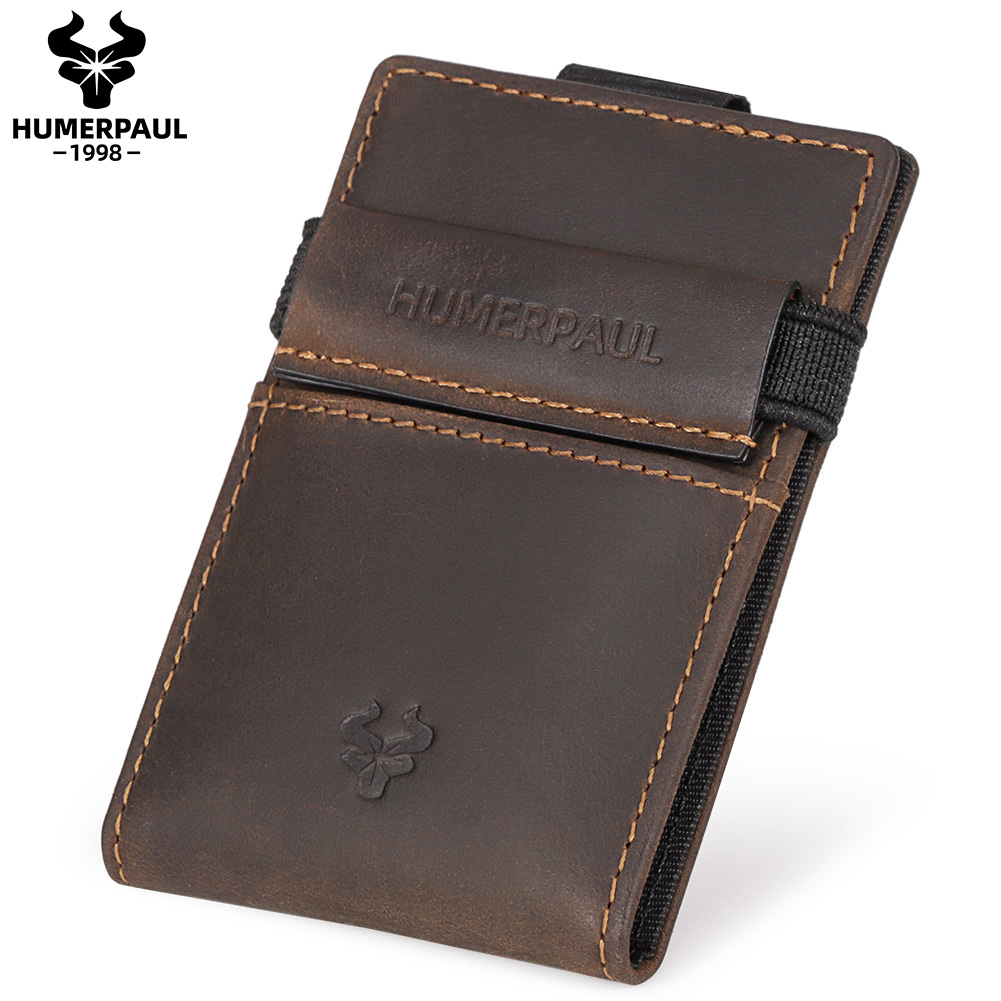 Anti-roubo rfid titular do cartão de crédito carteira para homens couro genuíno fino banco id titular do cartão caso portátil minimalista porte carte