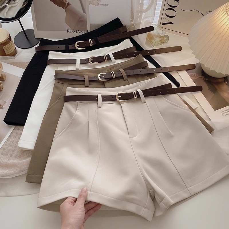 Damskie szorty w stylu A, modne, do biura, na dojazdy, vintage, jednolite, z wysokim stanem, krótkie spodnie, codzienna odzież uliczna, letnie spodnie.