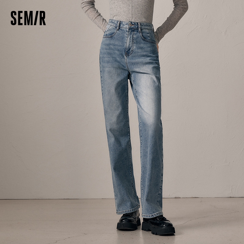 Джинсы Semir, женские персонализированные широкие брюки, новинка зимы 2023, флисовые длинные брюки