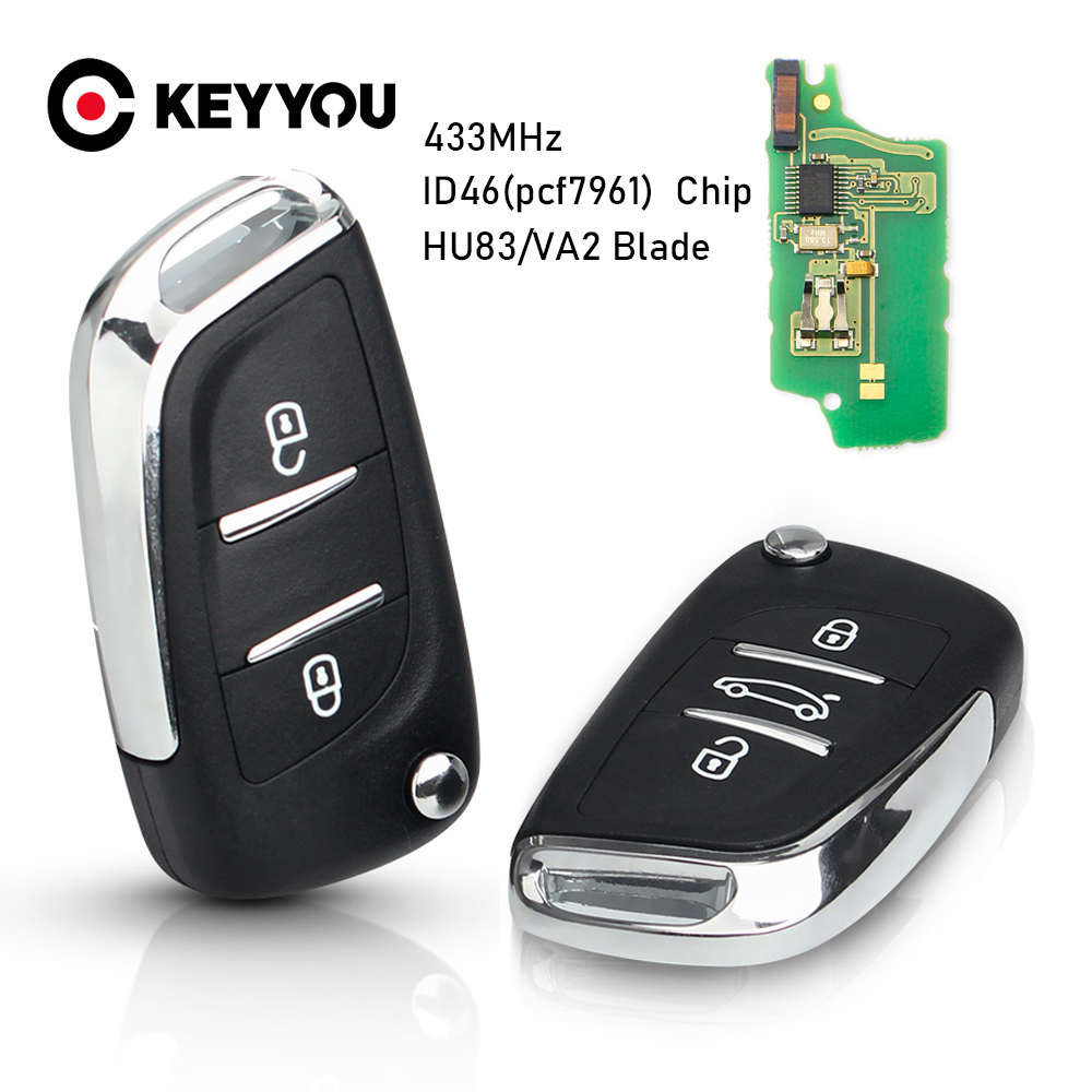KEYYOU 433/434 MHz VRAGEN/FSK Gemodificeerde Afstandsbediening Autosleutel Voor Peugeot 107 207 307 307 S 308 407 607 CE0536 CE0523 VA2/HU83 2/3 BTN Sleutel