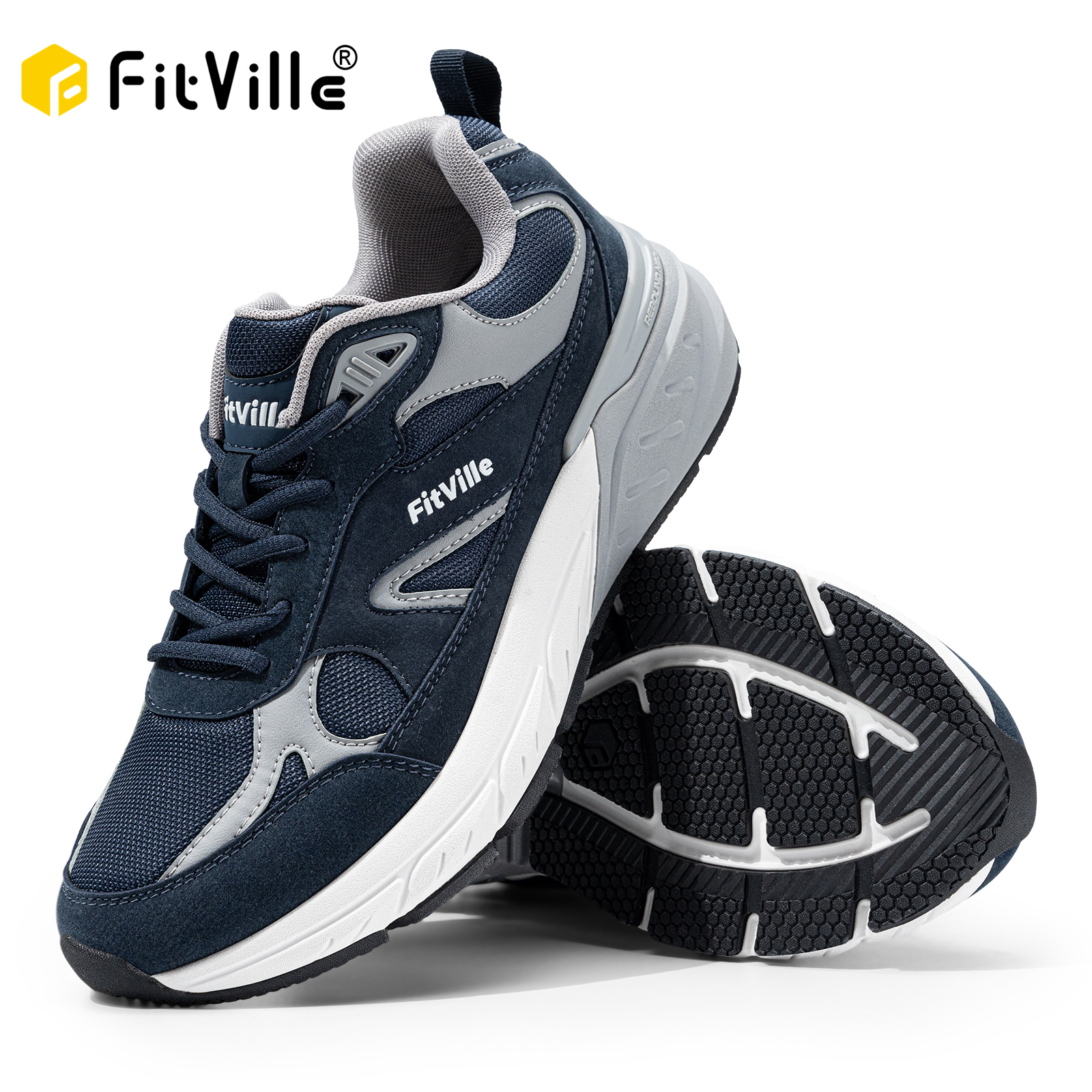 FitVille новейшая прогулочная обувь для мужчин, широкие кроссовки с поддержкой свода стопы для облегчения боли в пятке, подошвенный фасциит