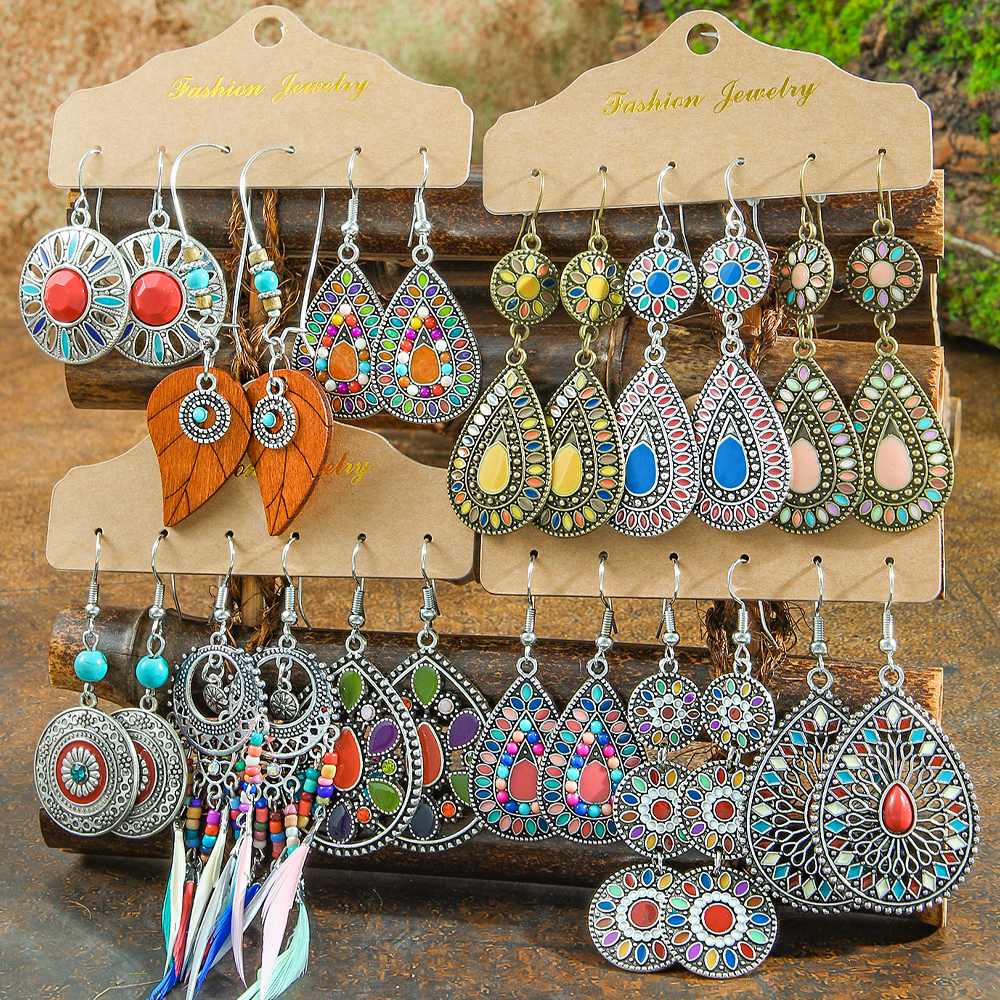 Brincos femininos estilo boho, vários estilos, formato geométrico, joias penduradas, combina com vários presentes de decoração de festa