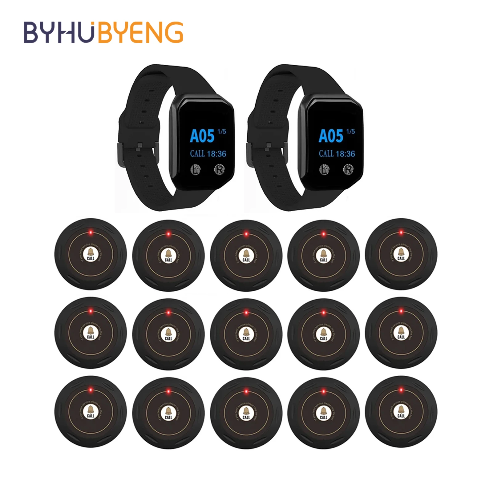 BYHUBYENG Waiter Watch Receiver Wireless Calling System Waterproof Rechargeable Call Restaurant Pager Hookah Cafe Clinic