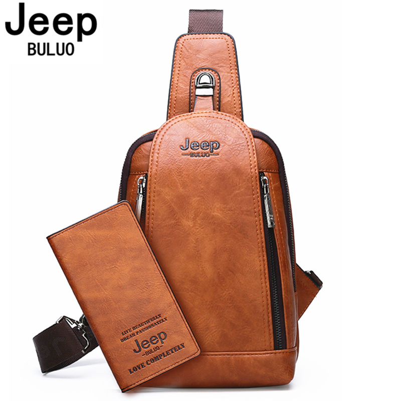 JEEP BULUO Мужская сумка через плечо Ежедневная нагрудная сумка большого размера Высококачественная большая вместительная кожаная сумка через плечо для iPad Новая