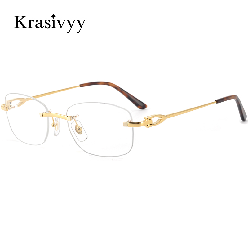 Krasivyy pur titane sans monture lunettes hommes marque de luxe concepteur Prescription lunettes cadre femmes ultraléger optique-lunetterie