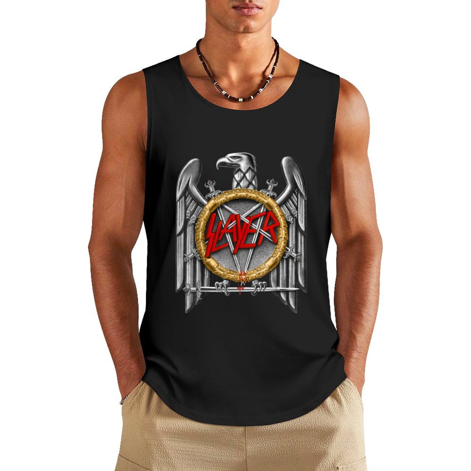 Slayer silver eagle Canotta canottiere senza maniche Abbigliamento T-shirt da palestra uomo