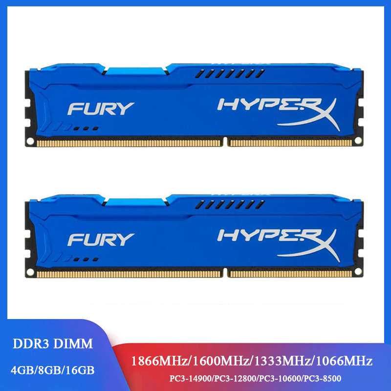 Memoria RAM DDR3 8 GB 2 x 4 GB 16 GB (2 x 8 GB) Kit 1866 MHz 1600 MHz 1333 MHz Desktop-RAM 240 Pins 1,5 V DIMM HyperX Fury PC-Speichermodul