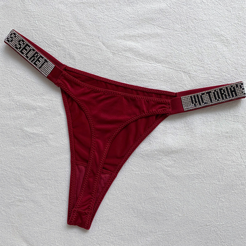 2025 nueva lencería Sexy de marca rosa, ropa interior íntima femenina, bragas para mujer, sujetador con letras de diamantes de imitación, breve cómodo
