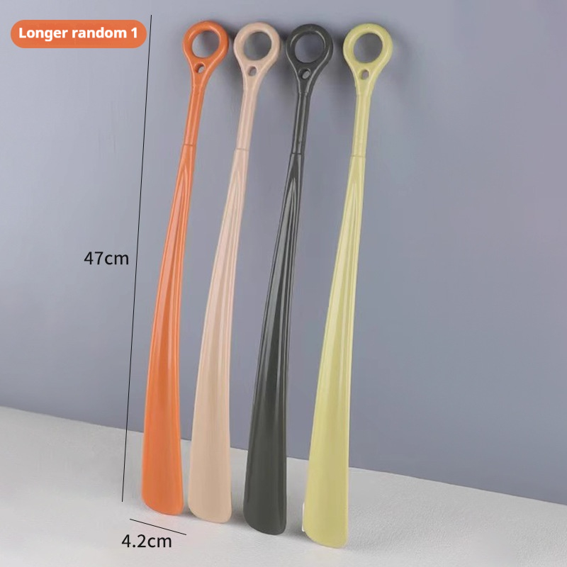 1Pcs Long handled Shoe horns 47cm Hanging ring Shoehorn pregnant woman elderly Shoe spoon household Lazy people Shoe spatula