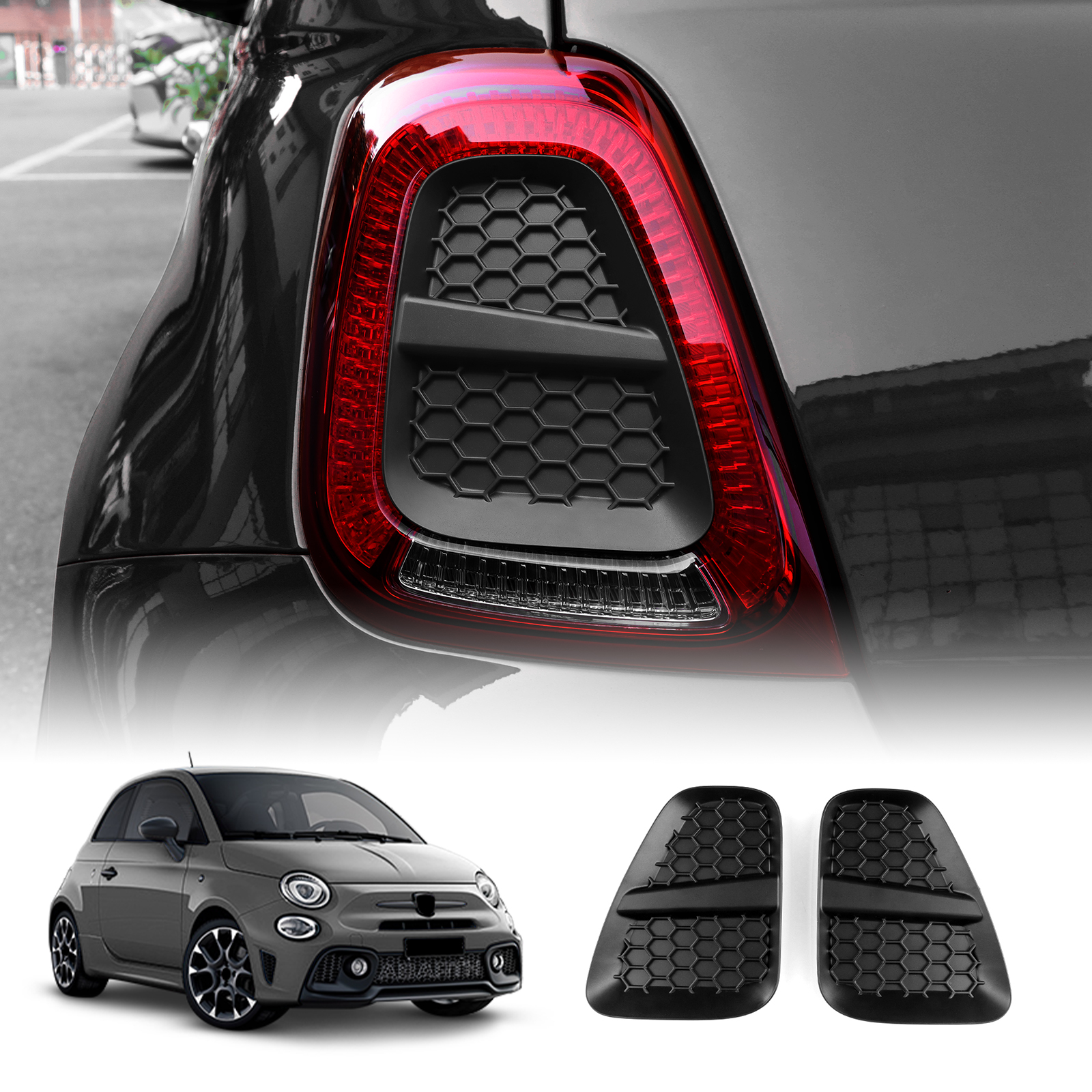 ABS Auto Posteriore Fanale posteriore Adesivo Per Abarth 595 695 595C 695C Fiat 500 500C 2016 2017 2018 2019 2020 2021 2022 2023 2024 1Pair