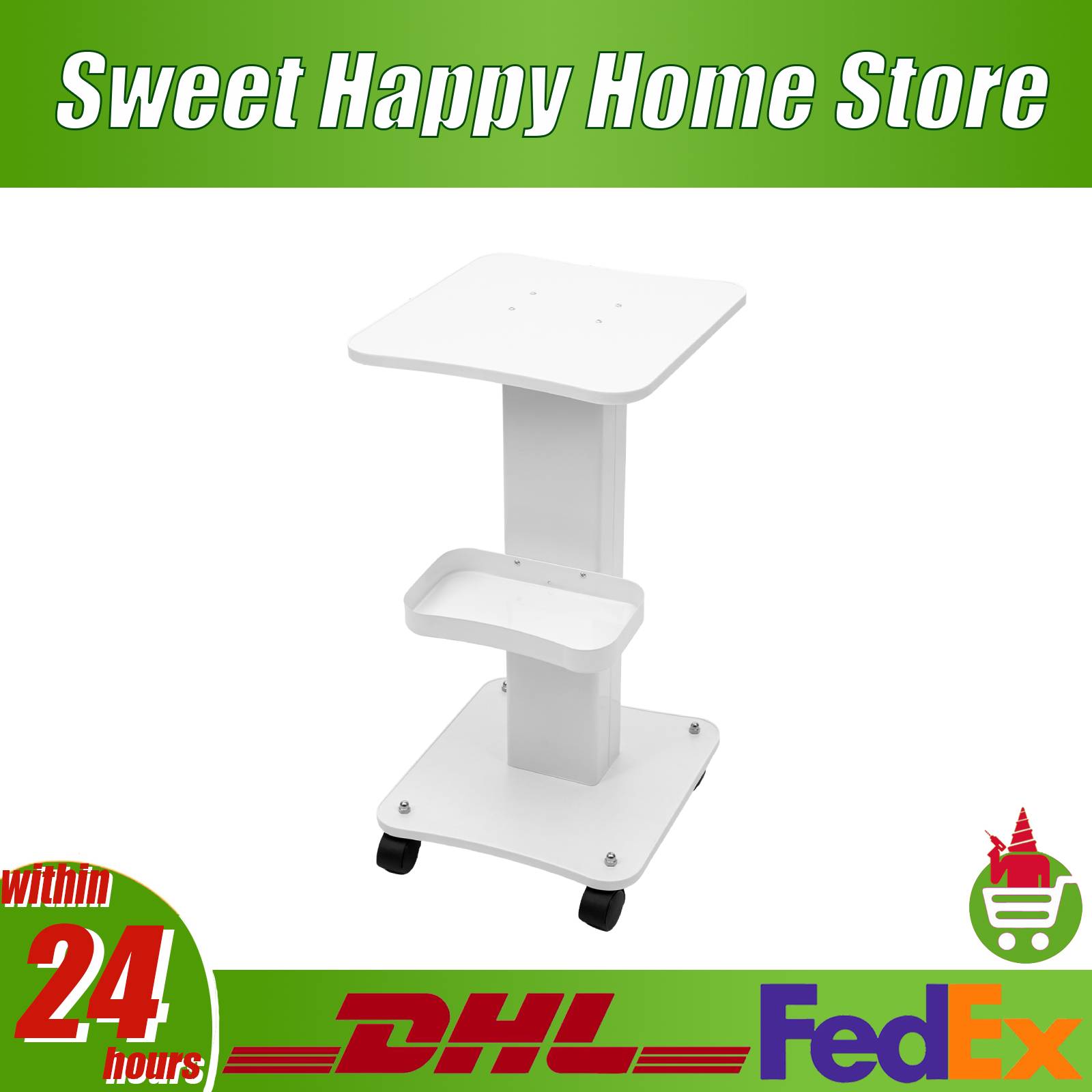 Carrito de Belleza Móvil con Cesta de Almacenamiento y Ruedas para Salón, Hospital, Peluquería, Almacenamiento de Instrumentos de Belleza
