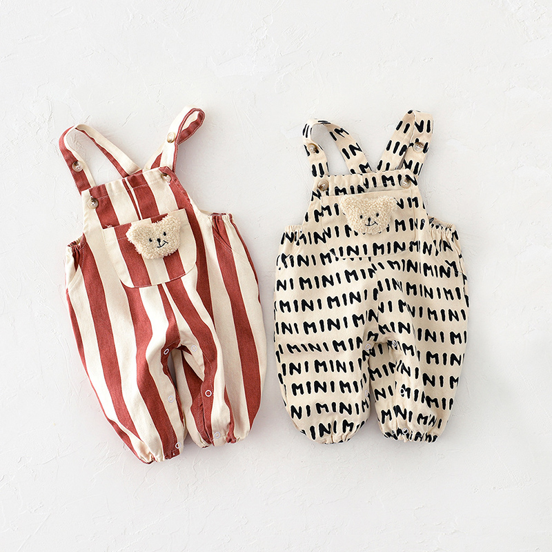 MILANCEL Baby Strampler Gestreifter Baby Overall Bär Puppe Kleinkind Mädchen Overalls Jungen Kleidung