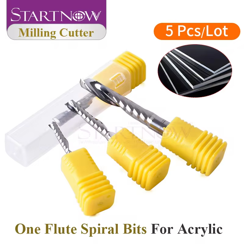 Startnow 5 Teile/los Acryl Fräser Eine Flöte Spirale Bits MDF PVC Gravur CNC Router Bit Holz Schneiden Werkzeuge Ende mühle