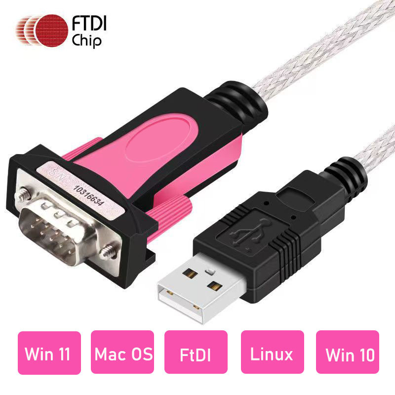Кабель-переходник FTDI USB-RS232 DB9 с последовательным COM-портом, чип адаптера FTDI USB R232, кабель-преобразователь для Windows 11/10/8,1 8 7 Vista XP Mac