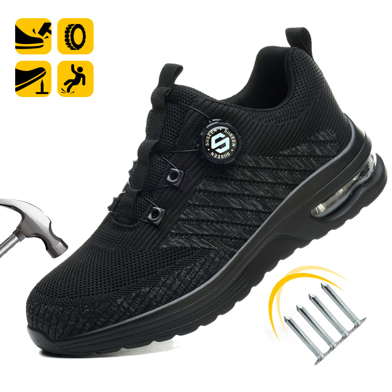 Chaussures de sécurité à boucle rotative pour hommes, bottes de travail légères, Anti-Impact, Anti-perçage, Design sportif à la mode pour l'extérieur, nouvelle collection