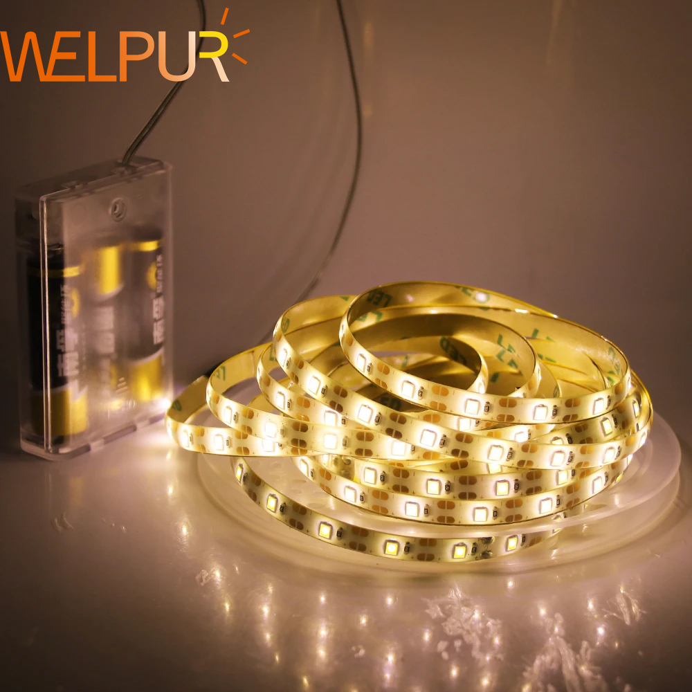 Tira de luz led 16.4ft 3aa bateria flexível tira luz led diy decoração para casa para tv pano de fundo quarto iluminação da cozinha