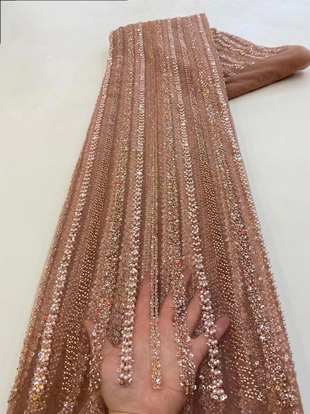 Tessuto di pizzo tulle africano nigeriano di alta qualità con ricamo cucito guipure organza abiti da ballo paillettes materiale