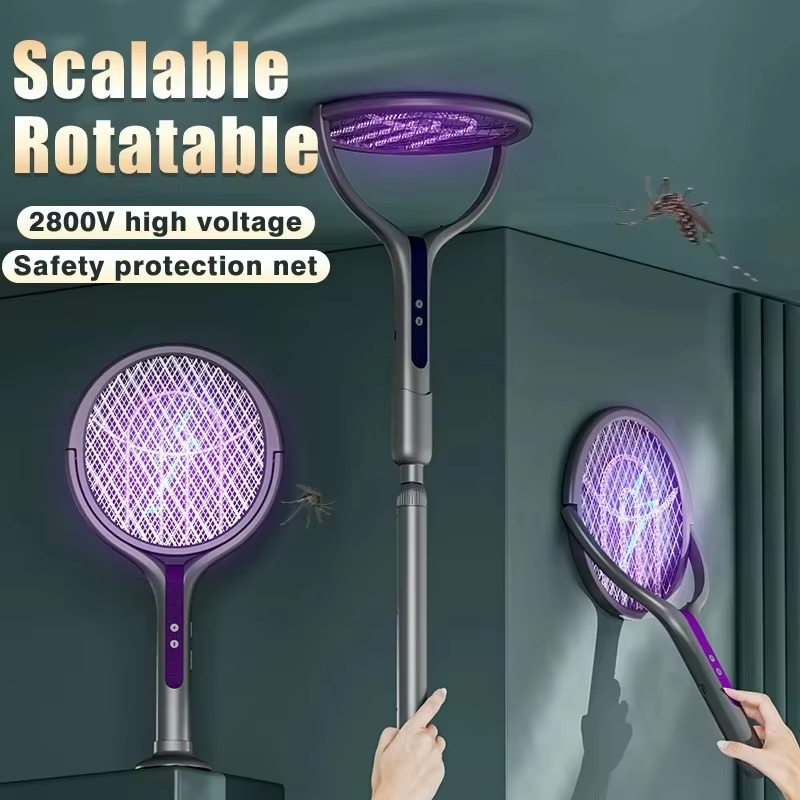 Automatic Mosquito Swatter, Telescopic, Rotatable Mesh For Wider Coverage, USB Charging, Fast, Long Standby Time
